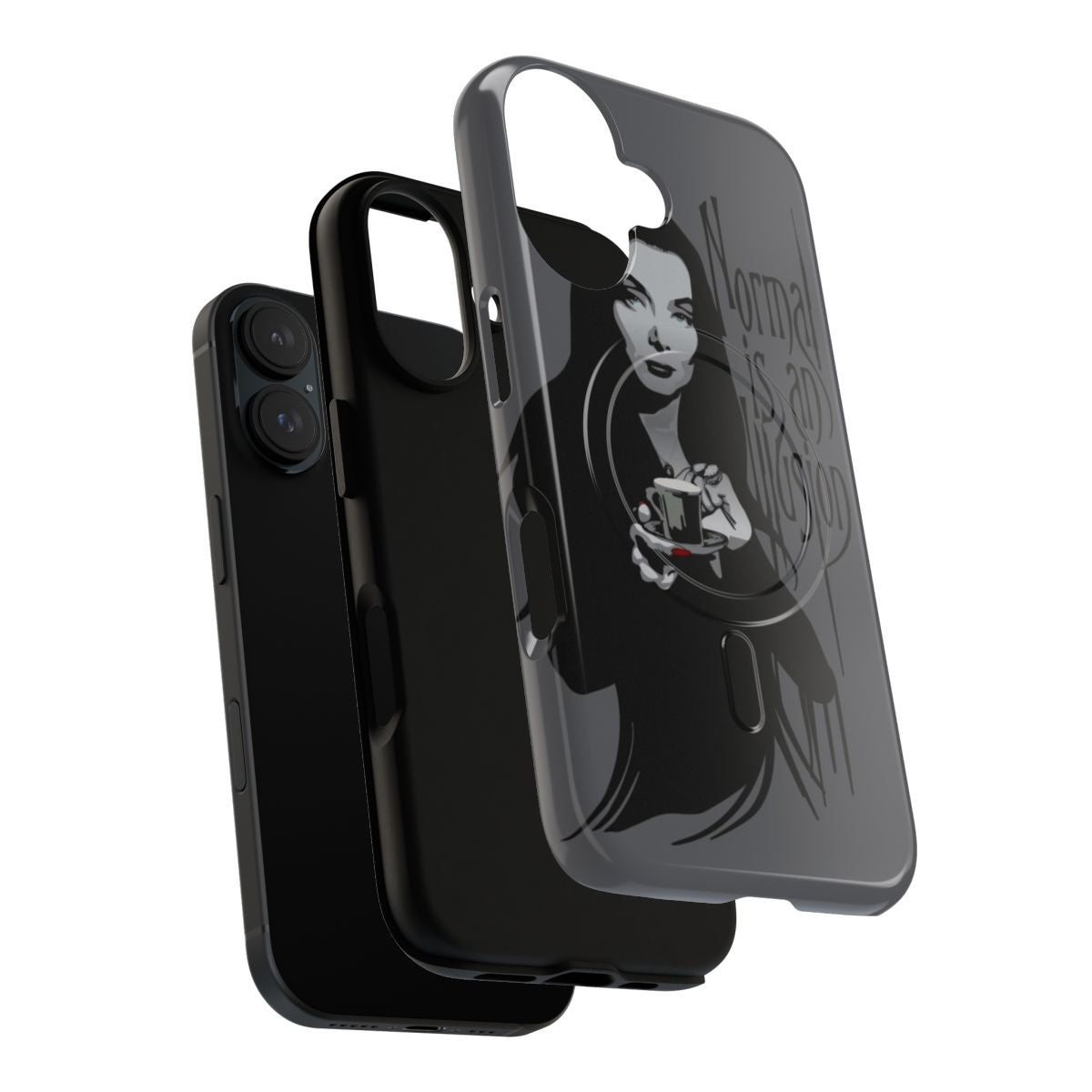 Phone case featuring Morticia Addams quote "Normal is an illusion" - Layers