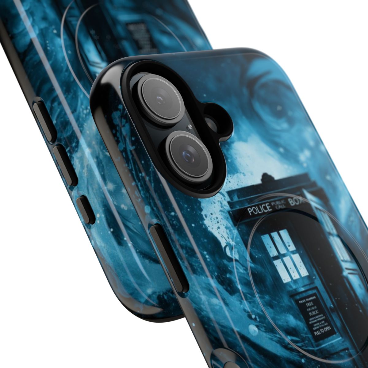 Artistic vortex design magnetic tough phone case featuring sci-fi elements - Detail