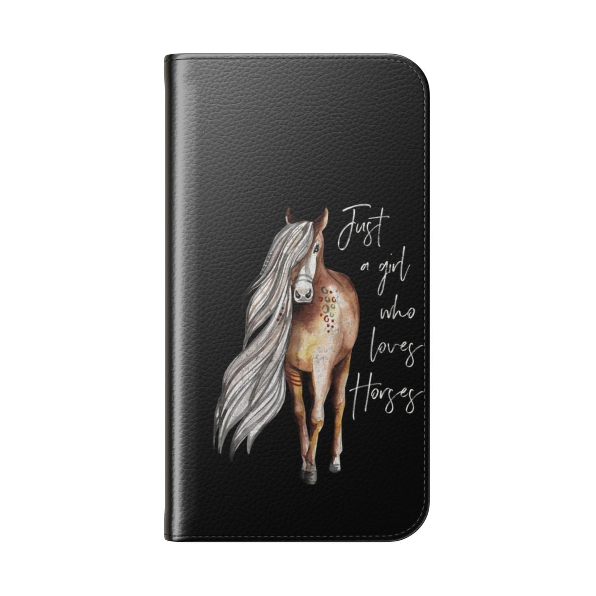 Horse lover phone case with a vibrant horse design - Folded Back