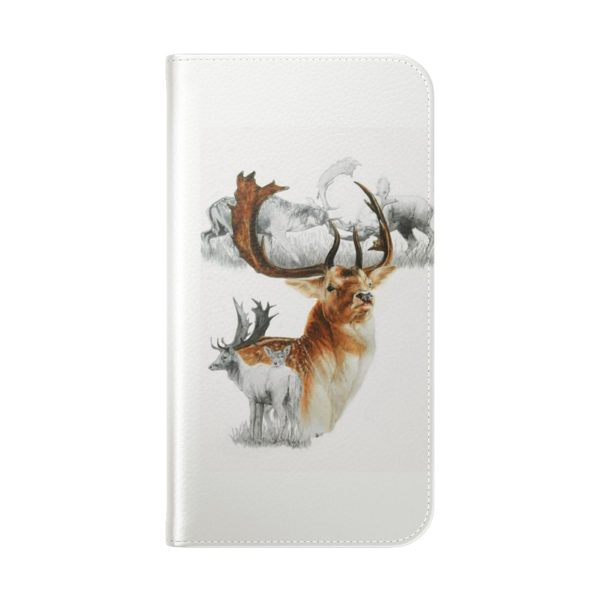 Fallow deer collage design on a flip cover phone case - Folded Back