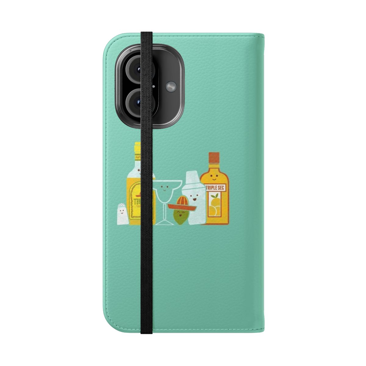 Margarita-themed flip cover phone case with a lime graphic - Folded Front