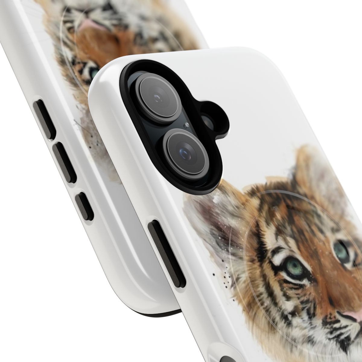 Magnetic phone case with a cute tiger cub portrait - Detail