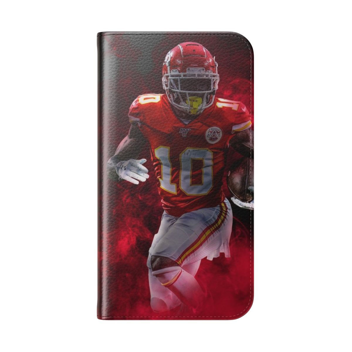 Sports art design featuring Tyreek Hill of the Kansas City Chiefs on a flip cover phone case - Folded Back