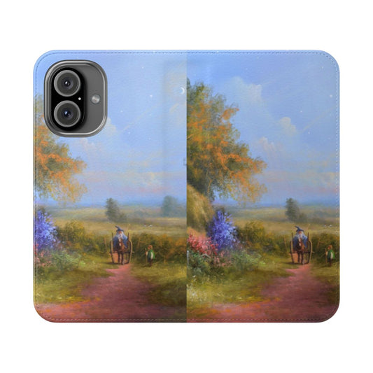 Artistic phone case featuring a wizard in a fantastical landscape, inspired by The Lord of the Rings.