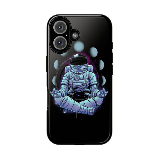 Meditation-inspired magnetic tough phone cases featuring chakra, yoga, and space-themed designs.