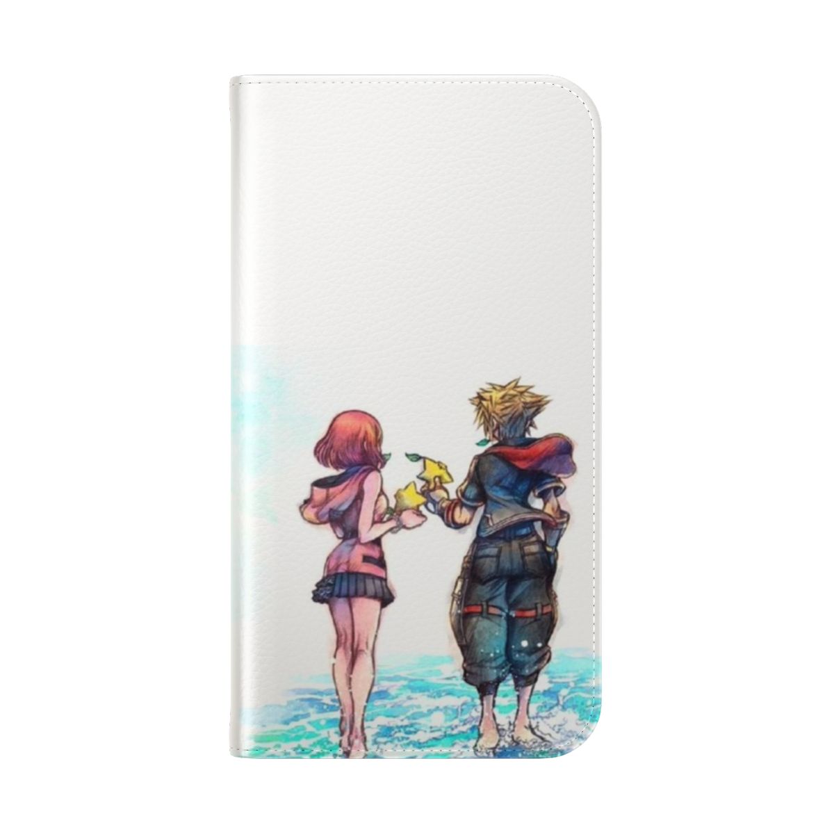 Kingdom Hearts inspired phone case featuring Sora, Kairi, and keyblade design - Folded Back