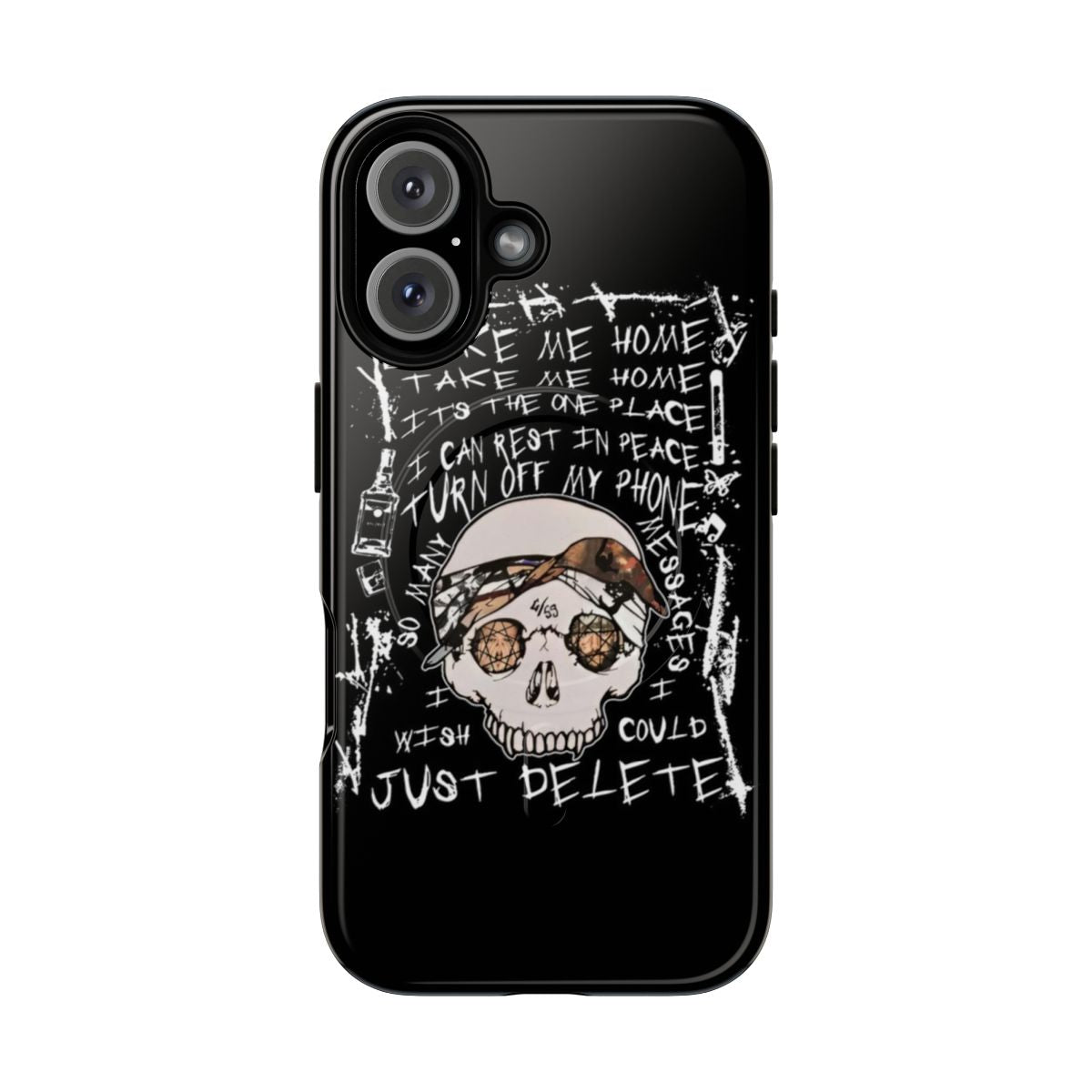 Dark, moody phone case with a suicide boys-inspired design