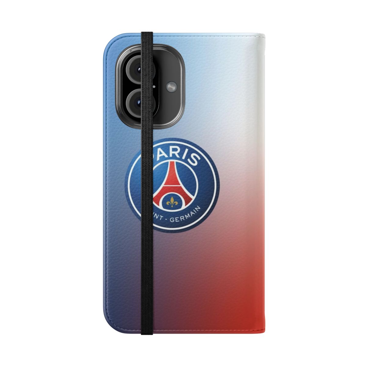 Paris Saint-Germain inspired phone case with club colors and logo - Folded Front