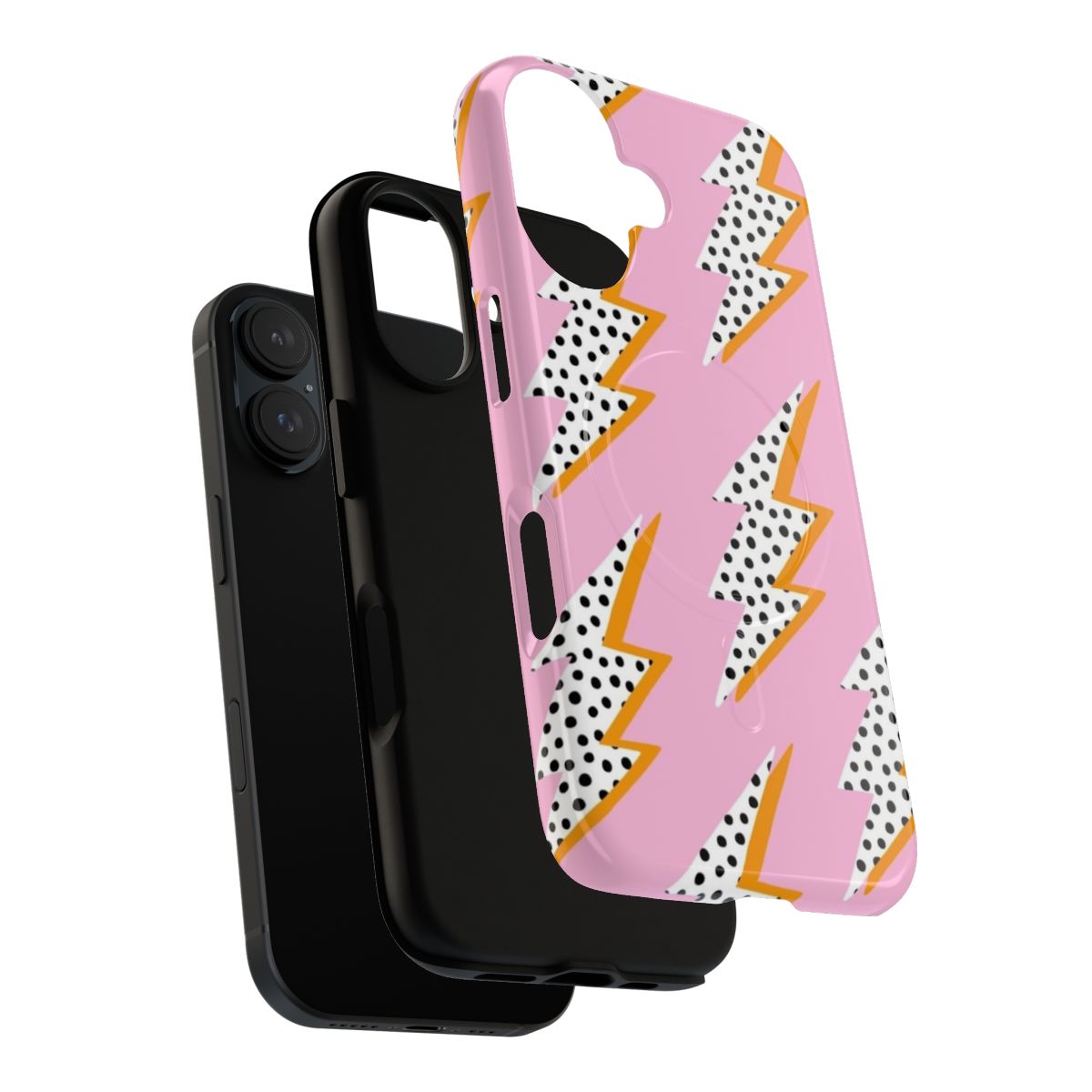 Stylish pink and orange phone case with a lightning bolt design, inspired by the Fantastic Beasts films. - Layers