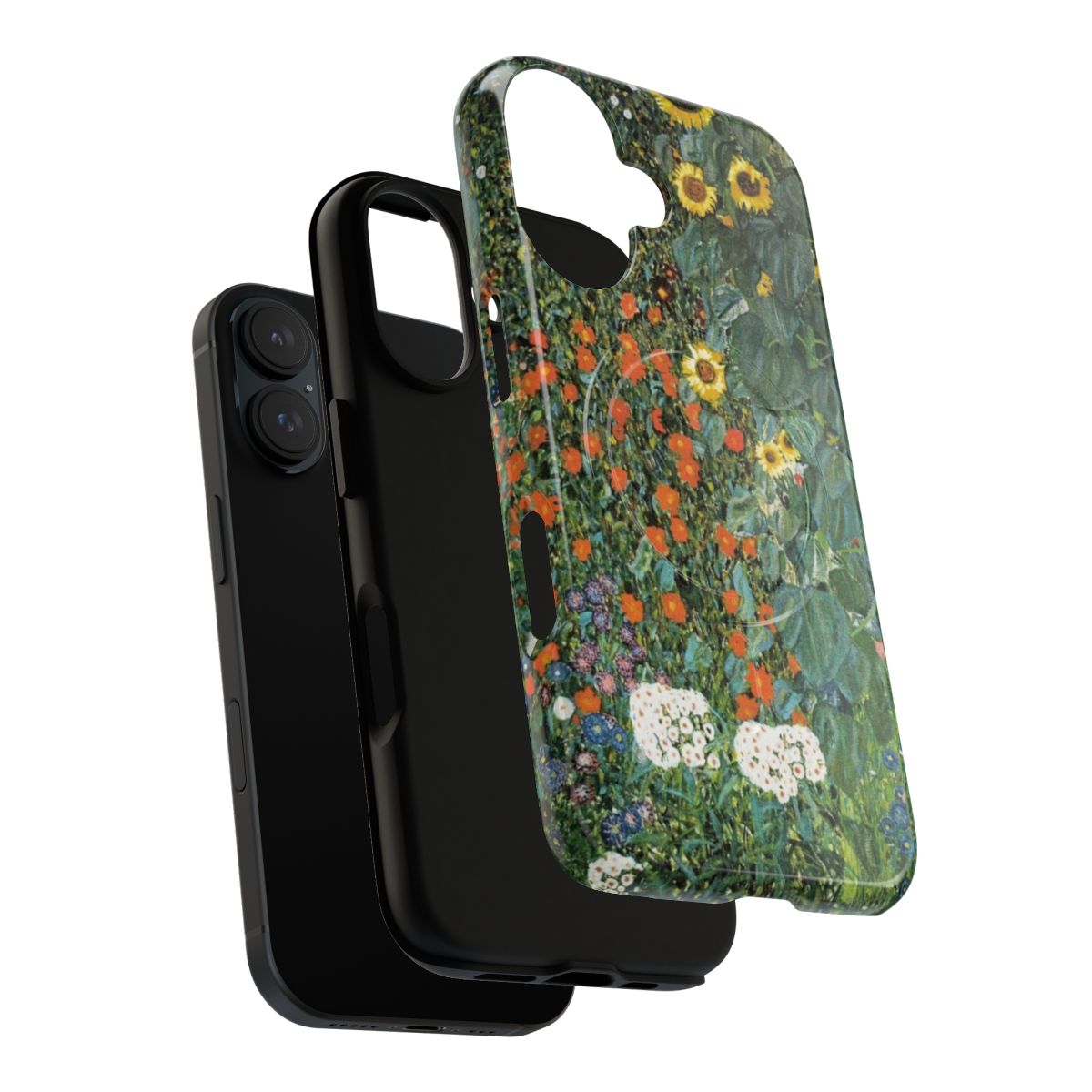 Artistic phone case featuring a vibrant sunflower design inspired by the work of Gustav Klimt - Layers