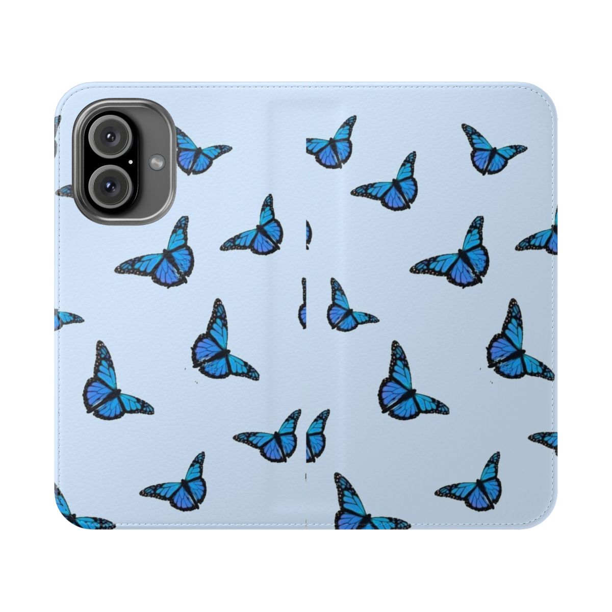 Blue butterfly pattern phone case cover with a pretty floral design