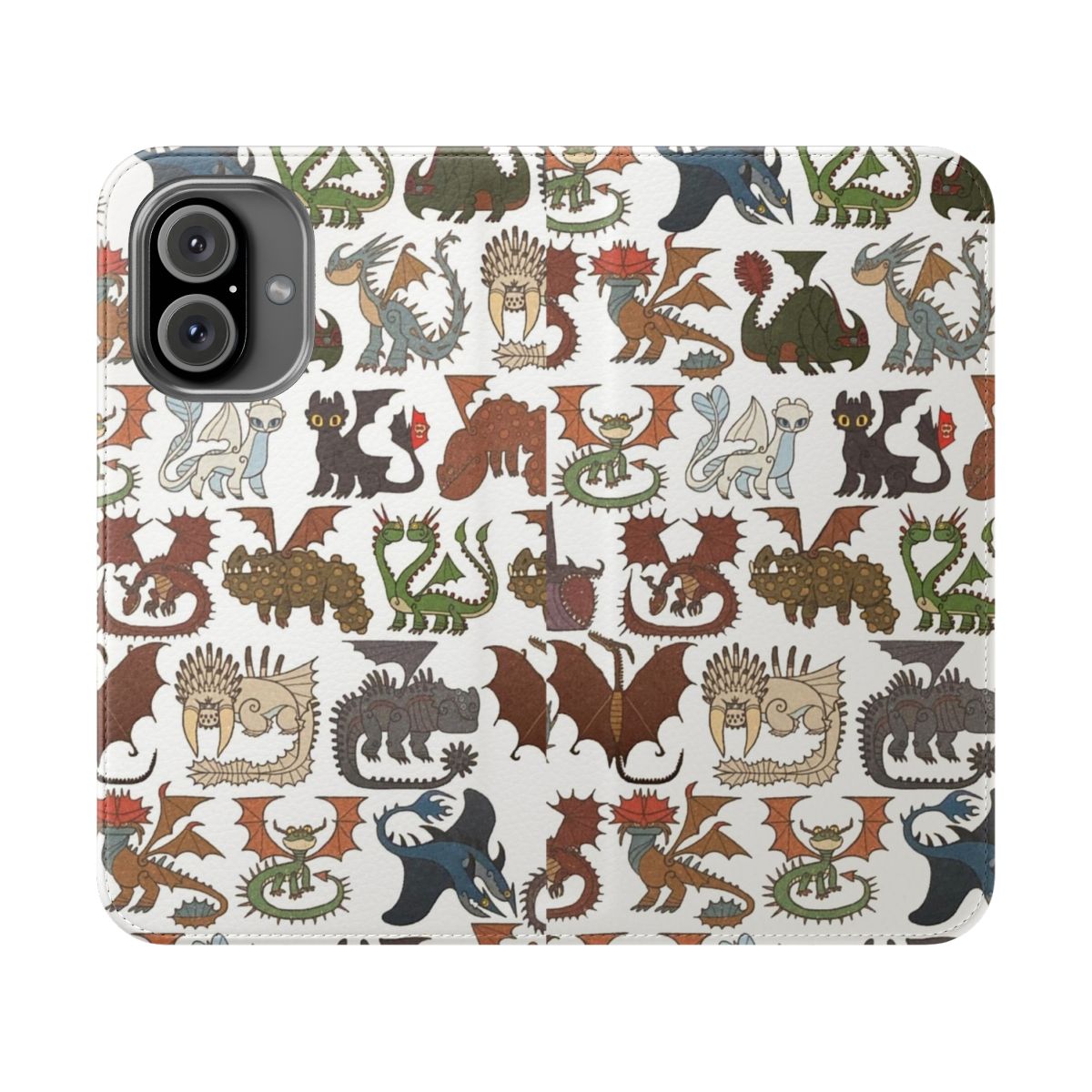 Dragons of Berk-inspired flip cover phone case with popular characters from the How to Train Your Dragon franchise