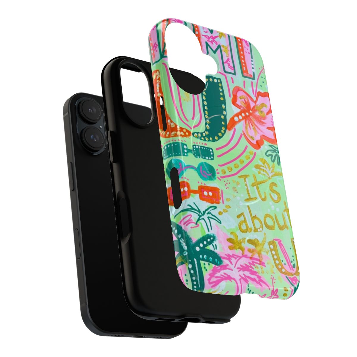 Miami-themed collage design on a sturdy magnetic phone case - Layers