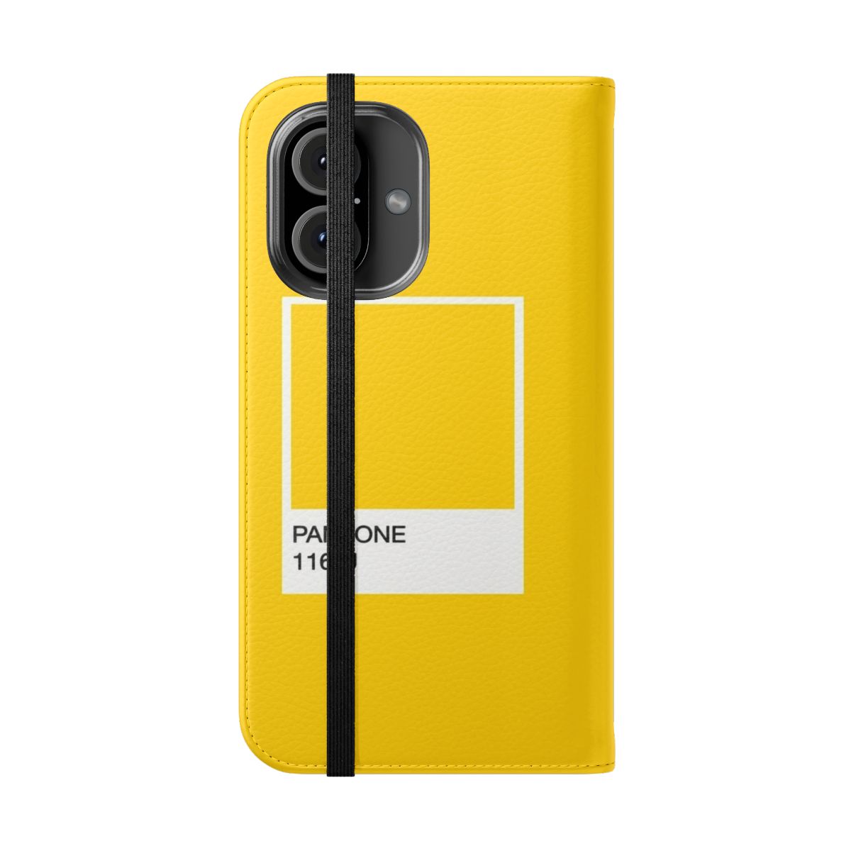 Vibrant yellow phone case with Pantone inspired color and minion style - Folded Front