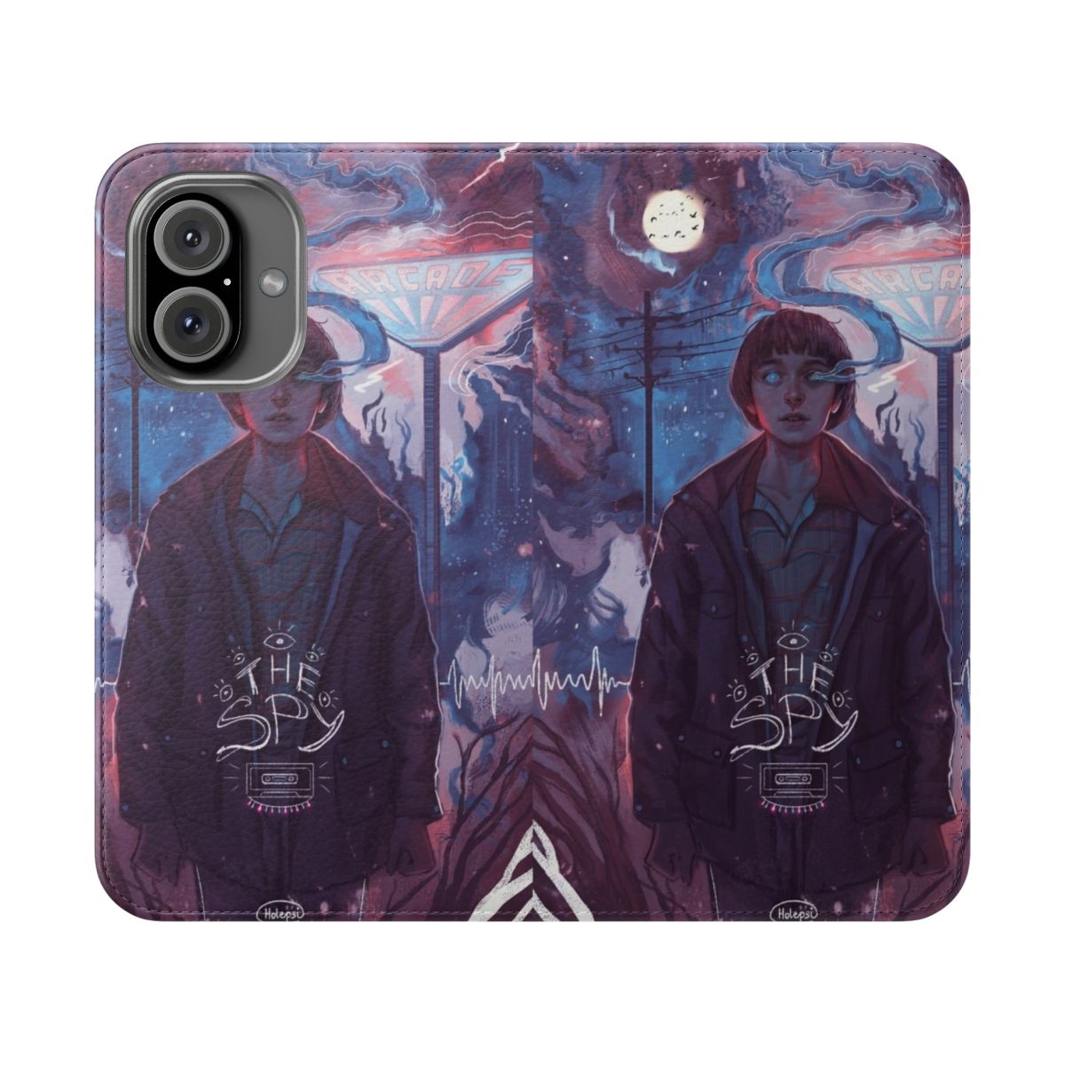 Stranger Things-themed flip cover phone case featuring the character Will Byers