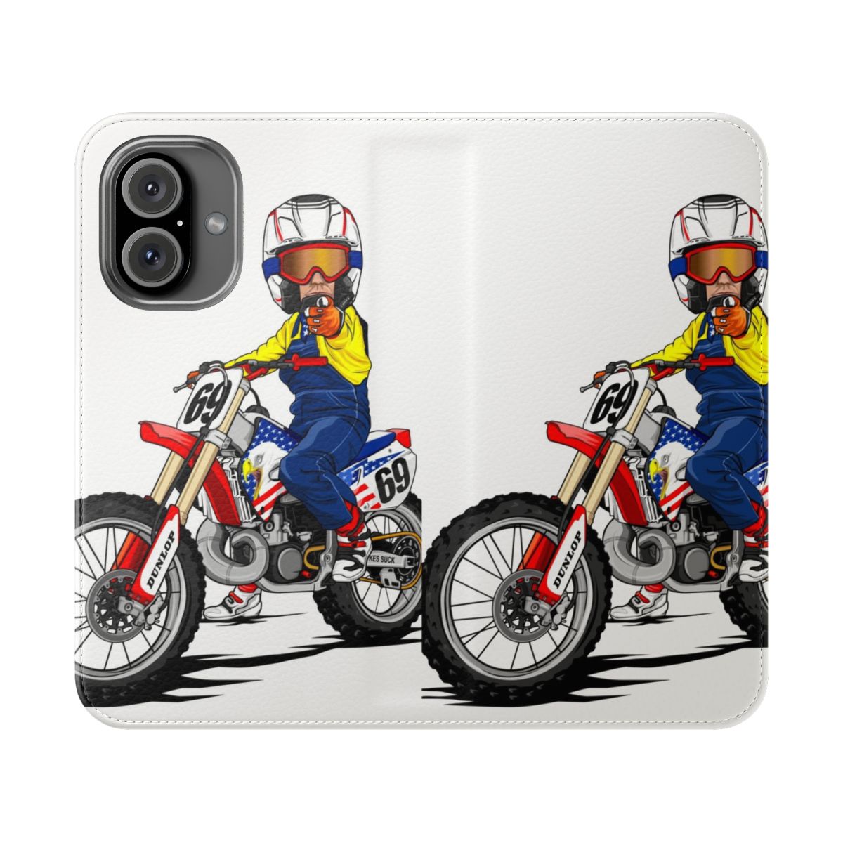 Custom motorcycle-themed flip cover phone case