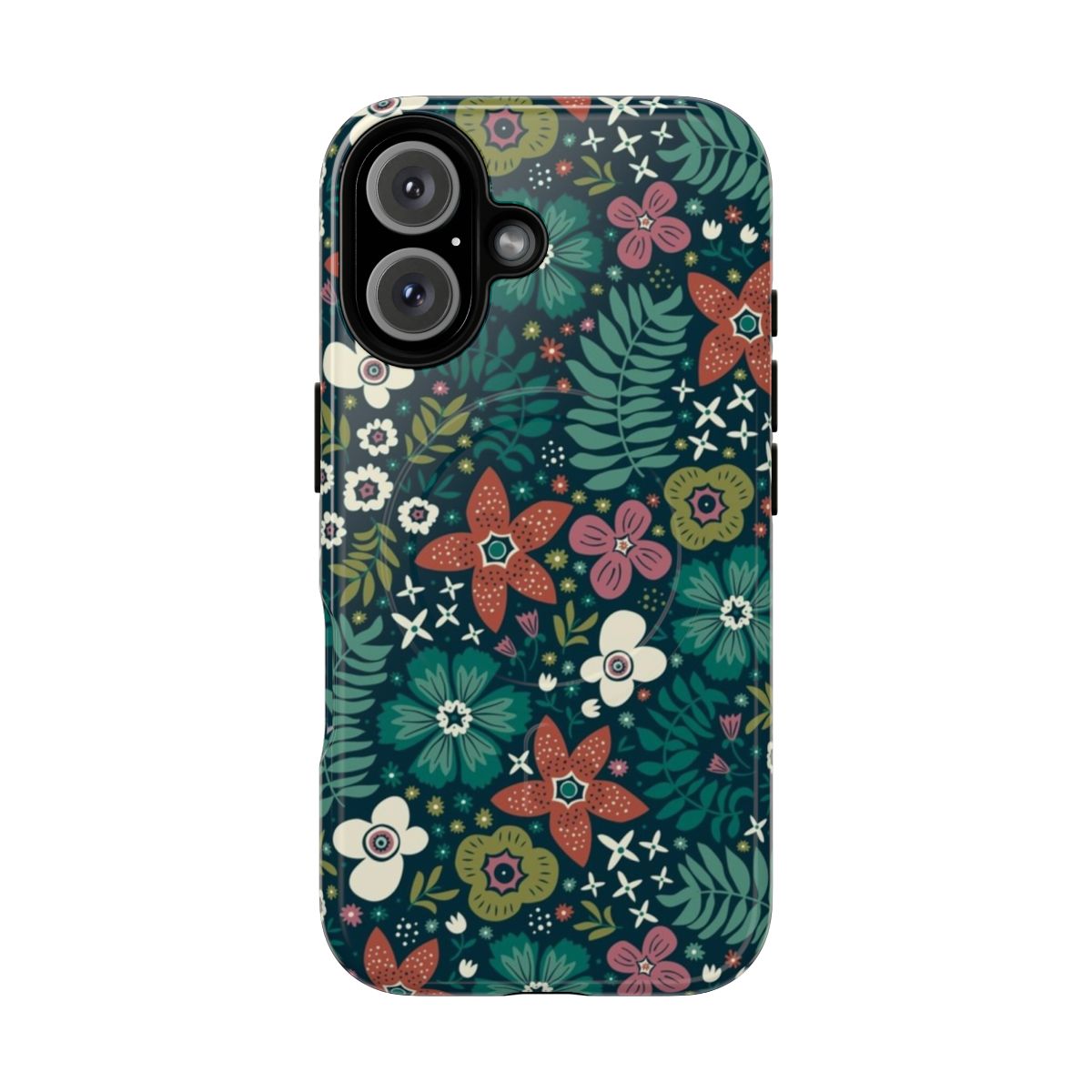 A floral, botanical phone case with a meadow pattern design