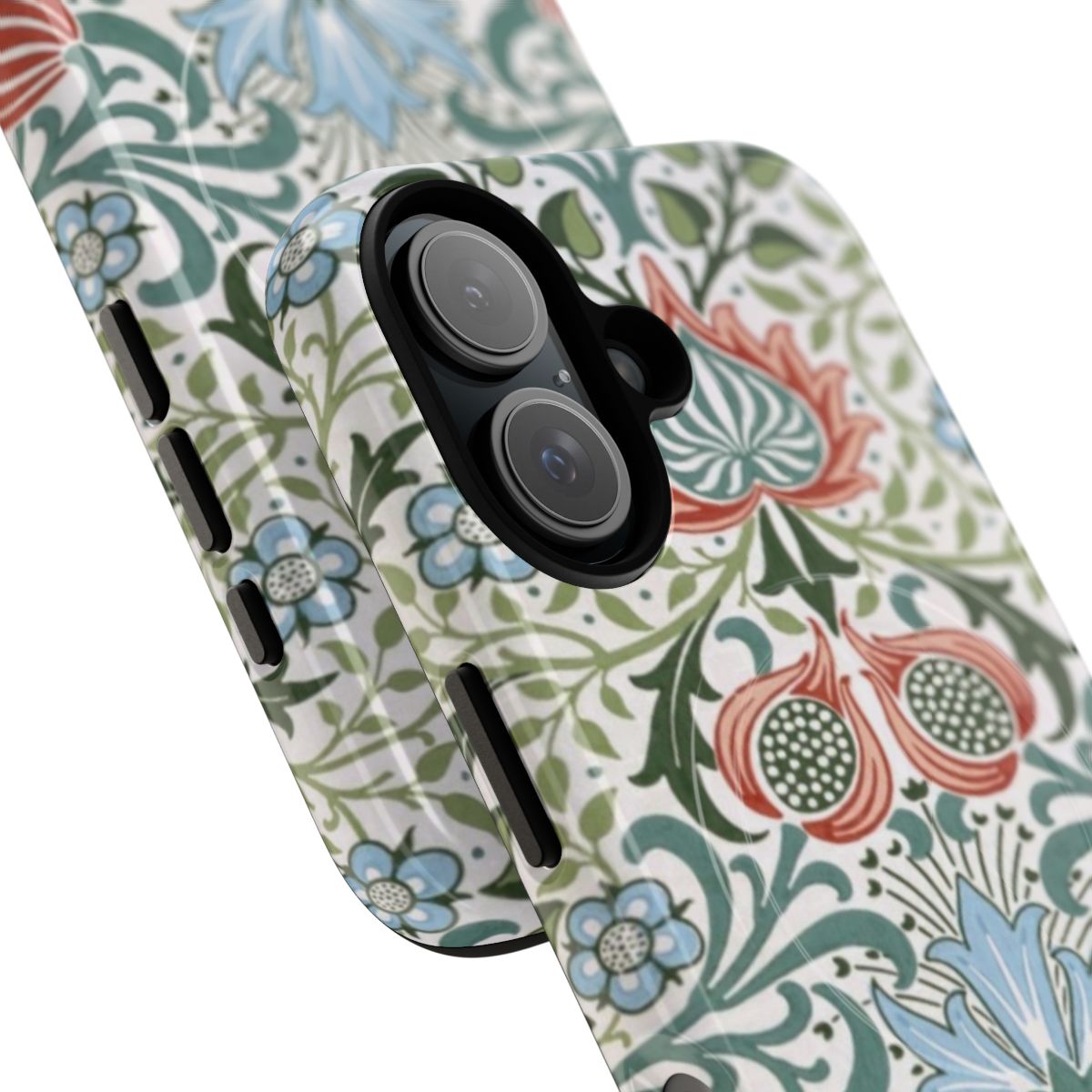 Floral retro design magnetic tough phone cases featuring William Morris artwork - Detail