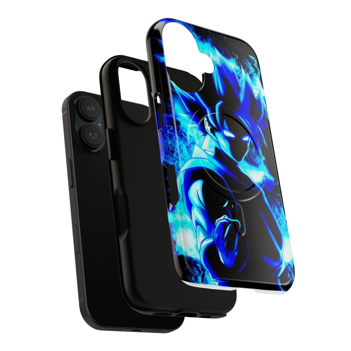 Vibrant and colorful magnetic tough phone case featuring Goku in his super saiyan form from the popular anime Dragon Ball Z. - Layers