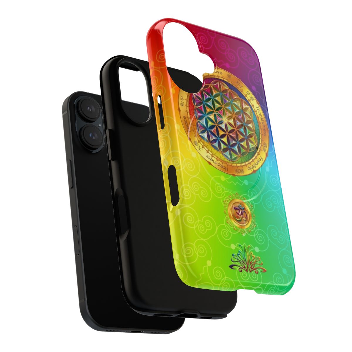 Flower of Life magnetic phone case featuring sacred geometry design - Layers