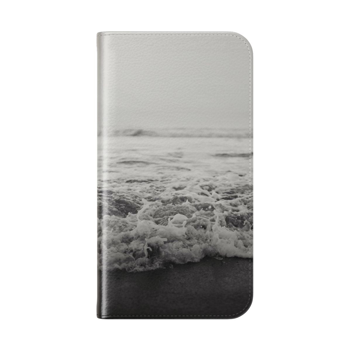 Coastal-inspired flip cover phone case with ocean waves design - Folded Back