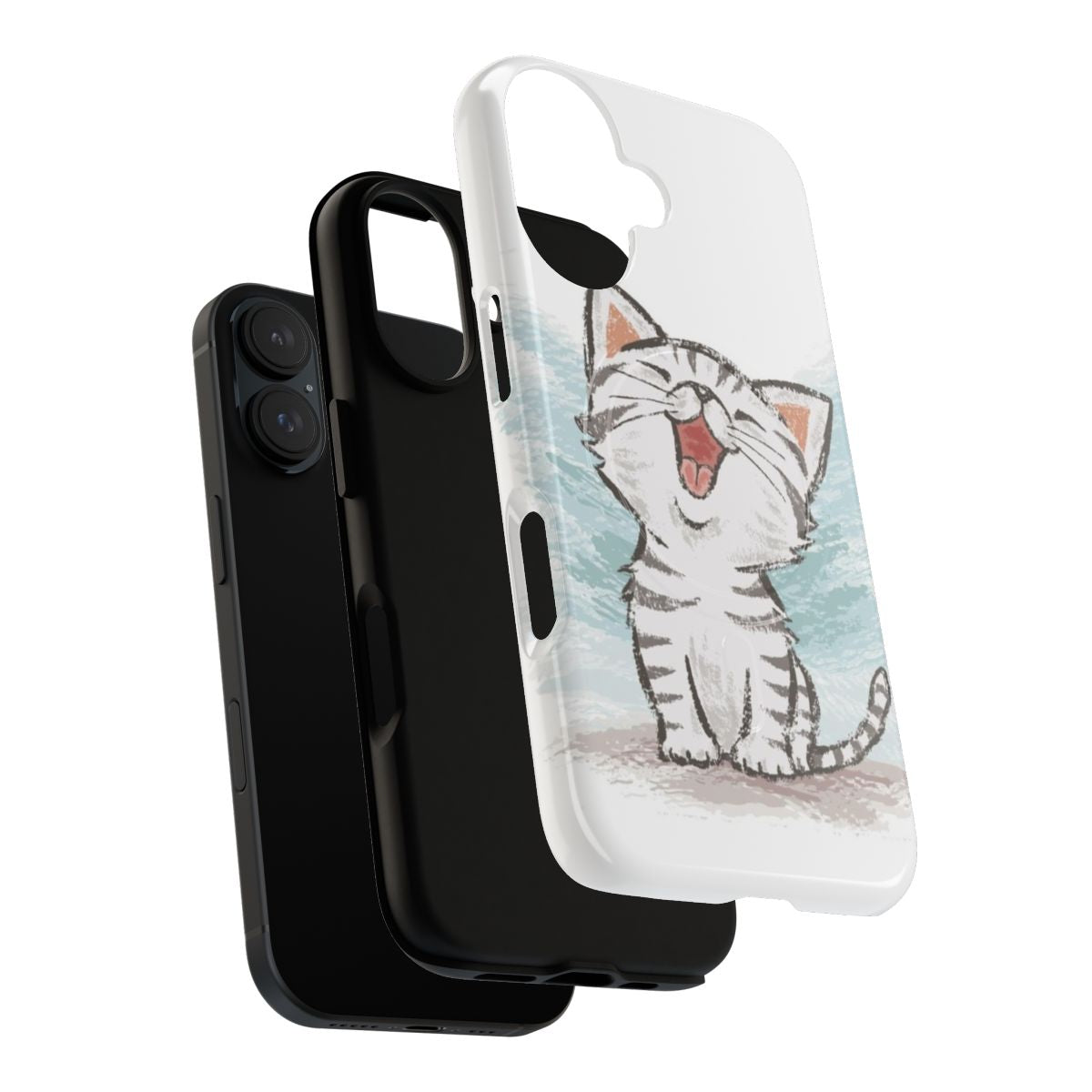 Cute cartoon illustration of an American Shorthair cat on a phone case - Layers