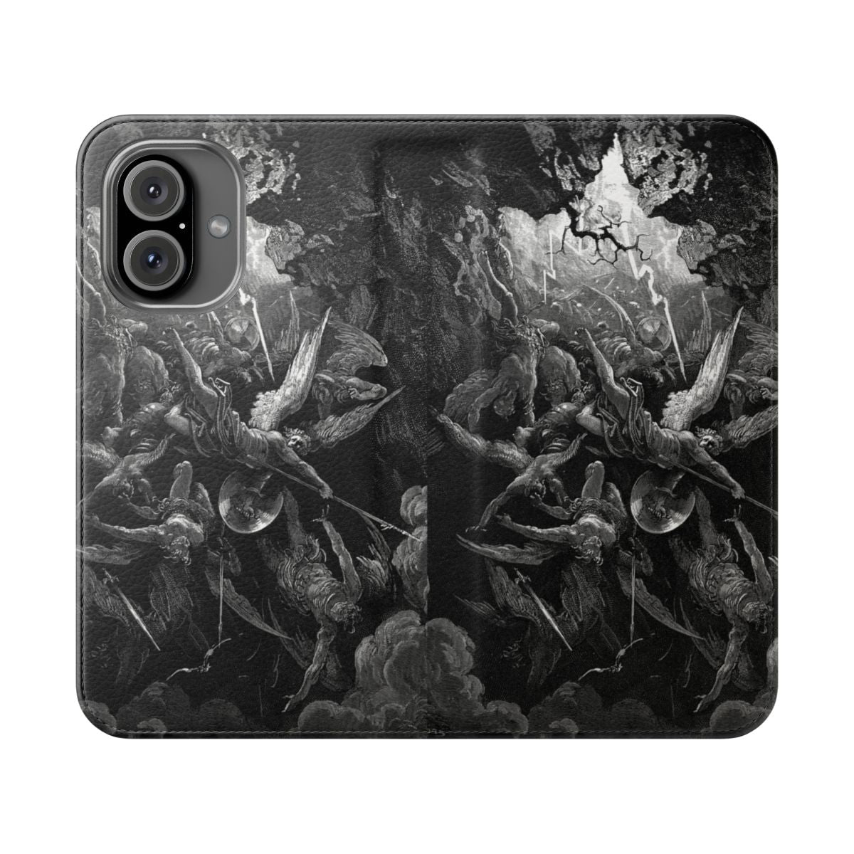 Vintage-style phone case featuring Gustave Doré's illustration from John Milton's Paradise Lost.