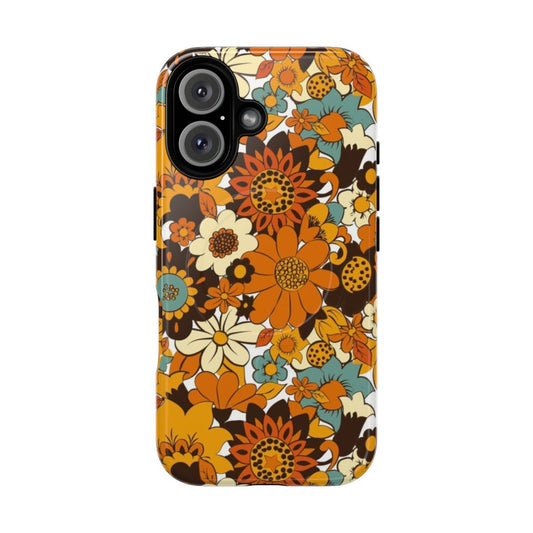 Retro floral pattern phone case with psychedelic flower design