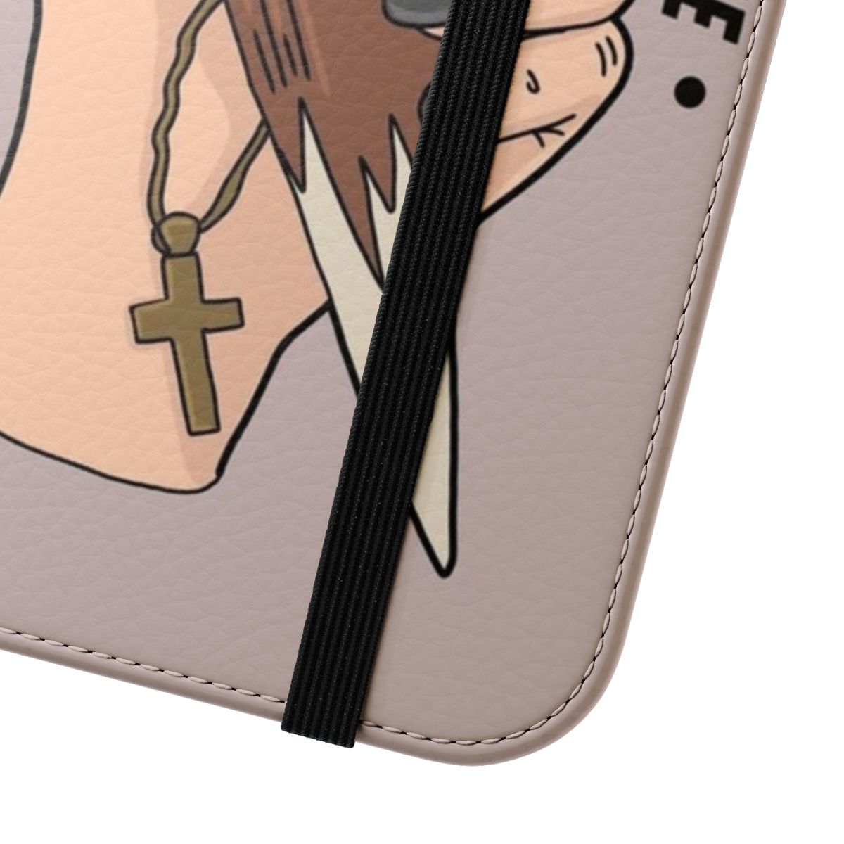 Buffy the Vampire Slayer inspired flip phone case with "Five by Five" quote and slayer girl power design - Close Up