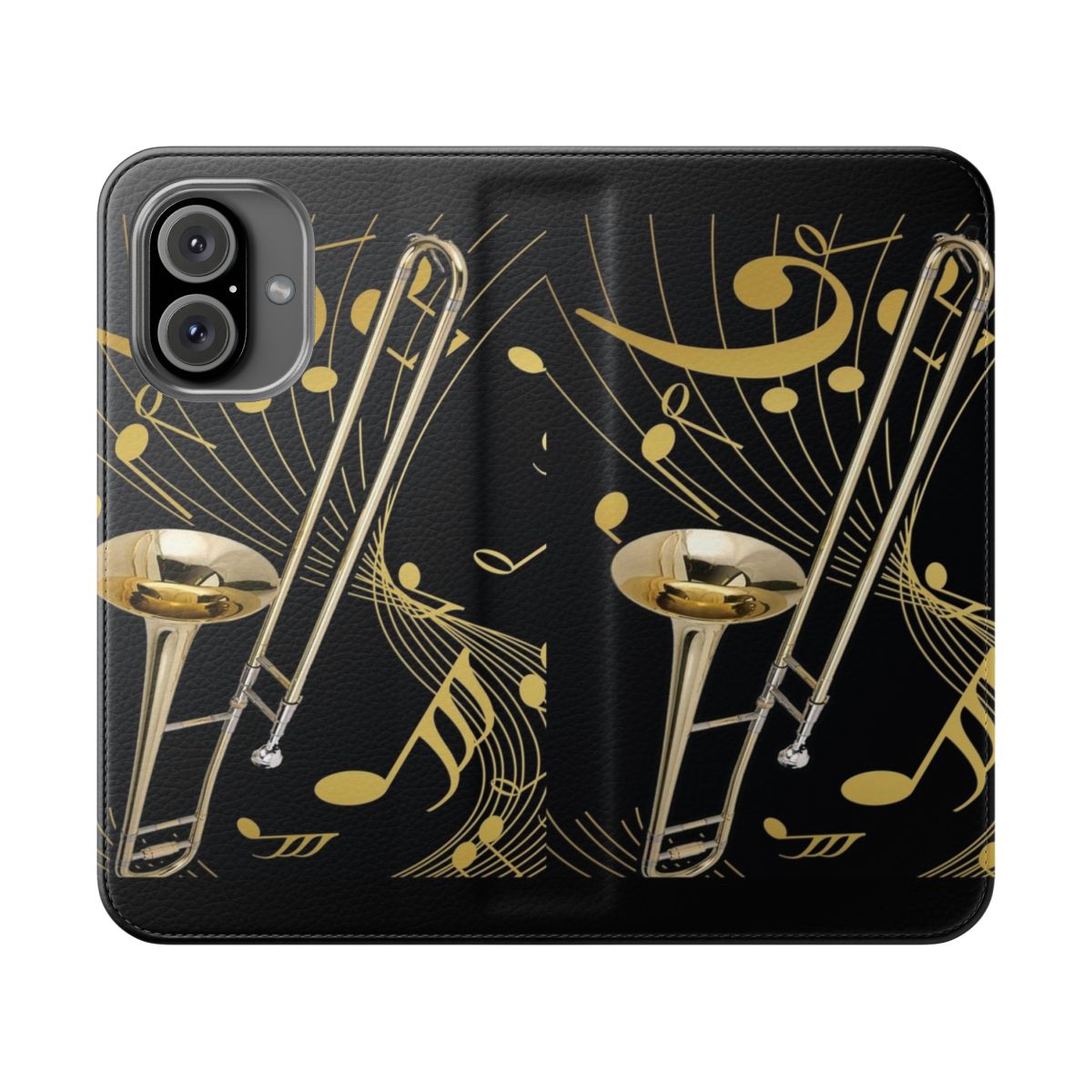 Trombone and music note design on a custom phone case