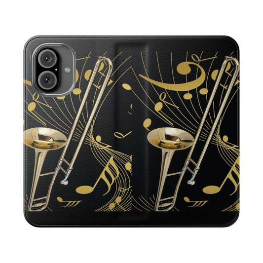 Trombone and music note design on a custom phone case