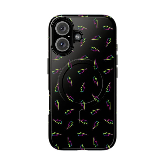 Minimalist abstract geometric CMYK phone case with lightning bolt design