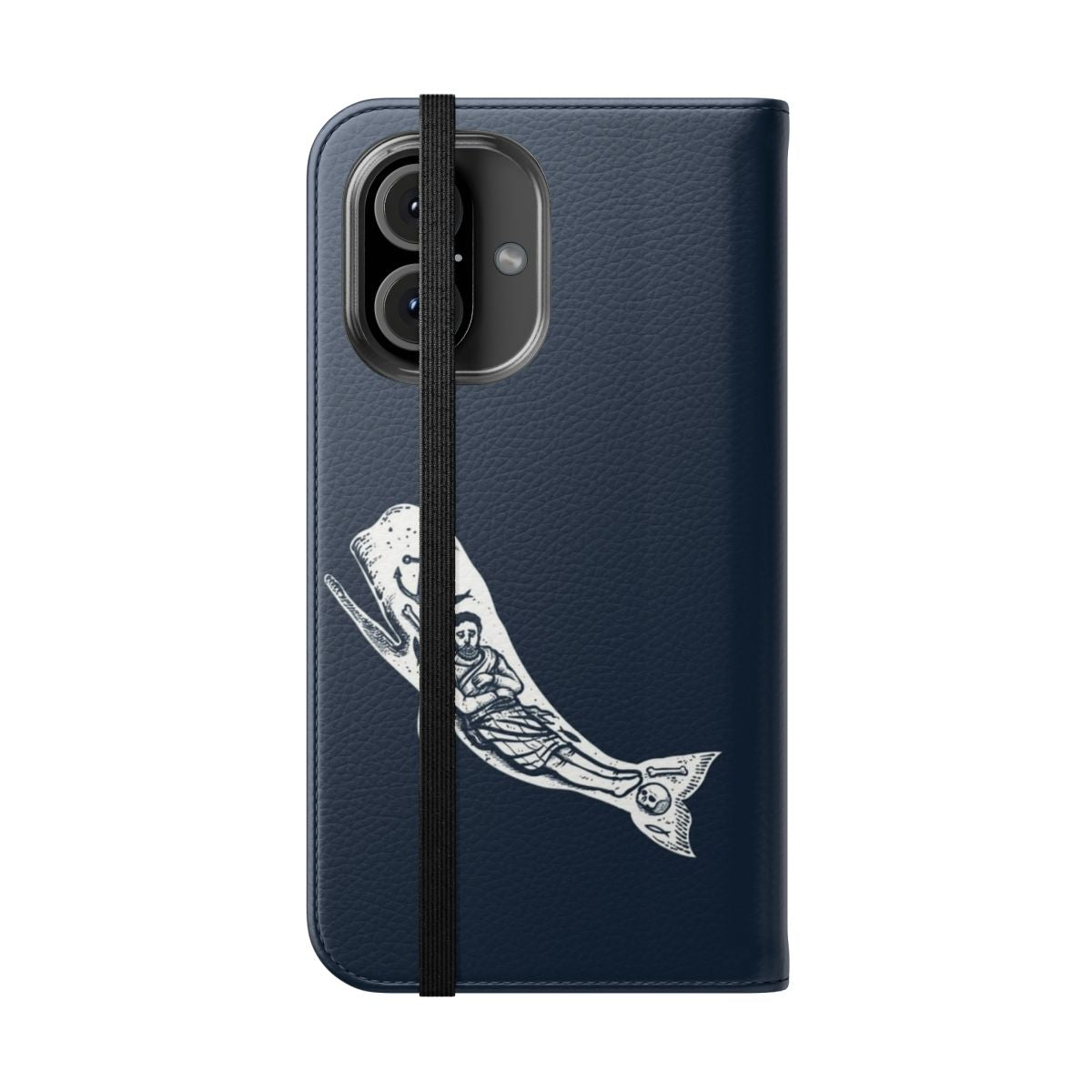 Flip cover phone case with a religious design featuring the biblical story of Jonah and the Whale. - Folded Front