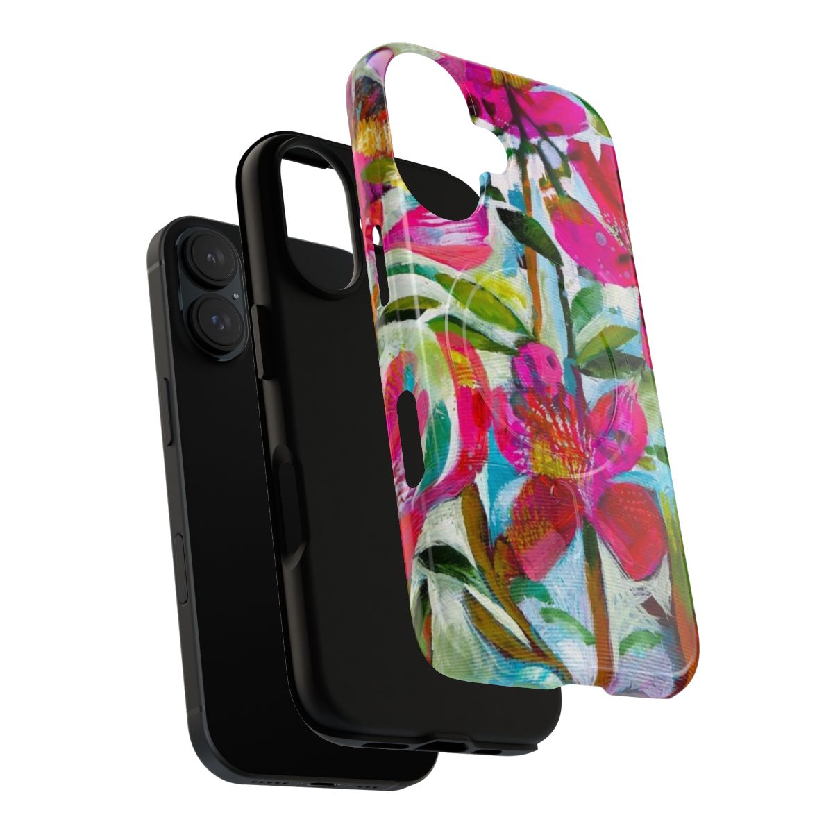 Colorful summer roses floral print on a protective phone case. - Layers