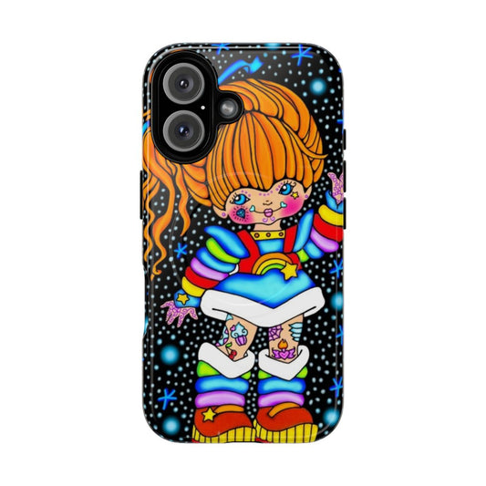 Colorful magnetic tough phone case with a rainbow design