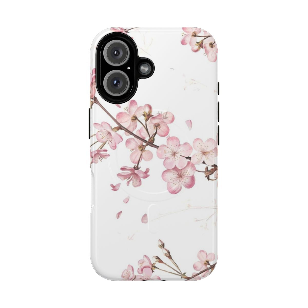 Soft pink sakura cherry blossom floral pattern on a durable phone case