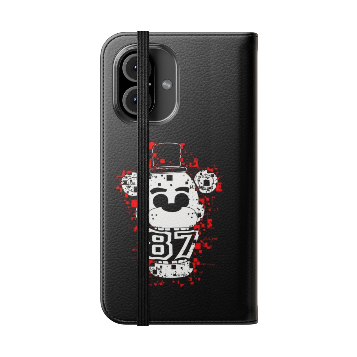 Five Nights At Freddy's inspired flip cover phone case featuring the main animatronic characters - Folded Front