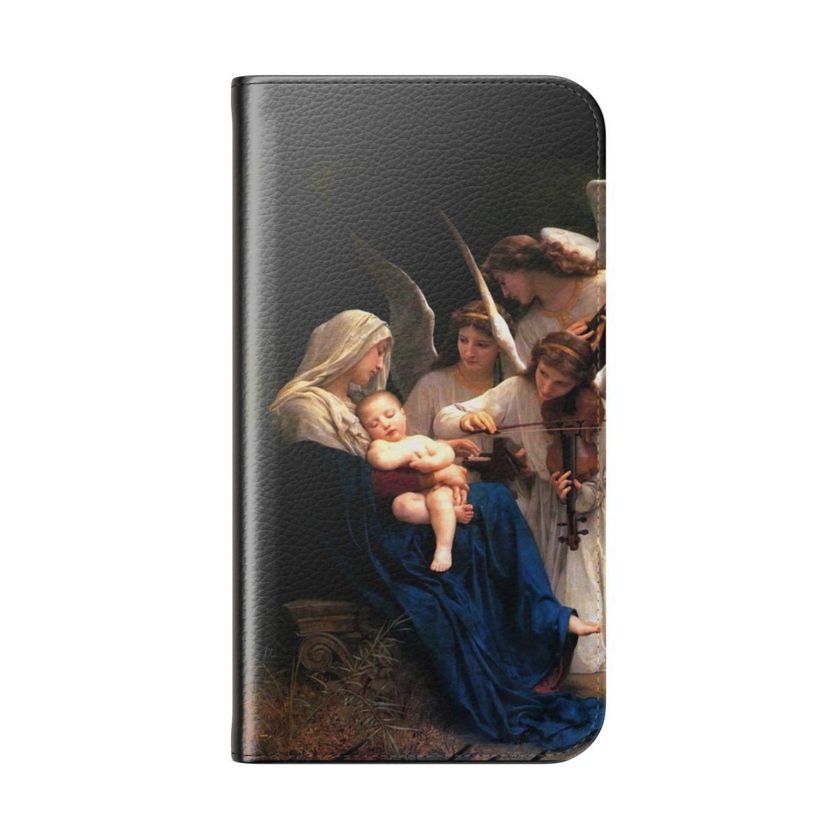 Catholic religious art image of Virgin Mary and Infant Jesus on a flip phone case - Folded Back