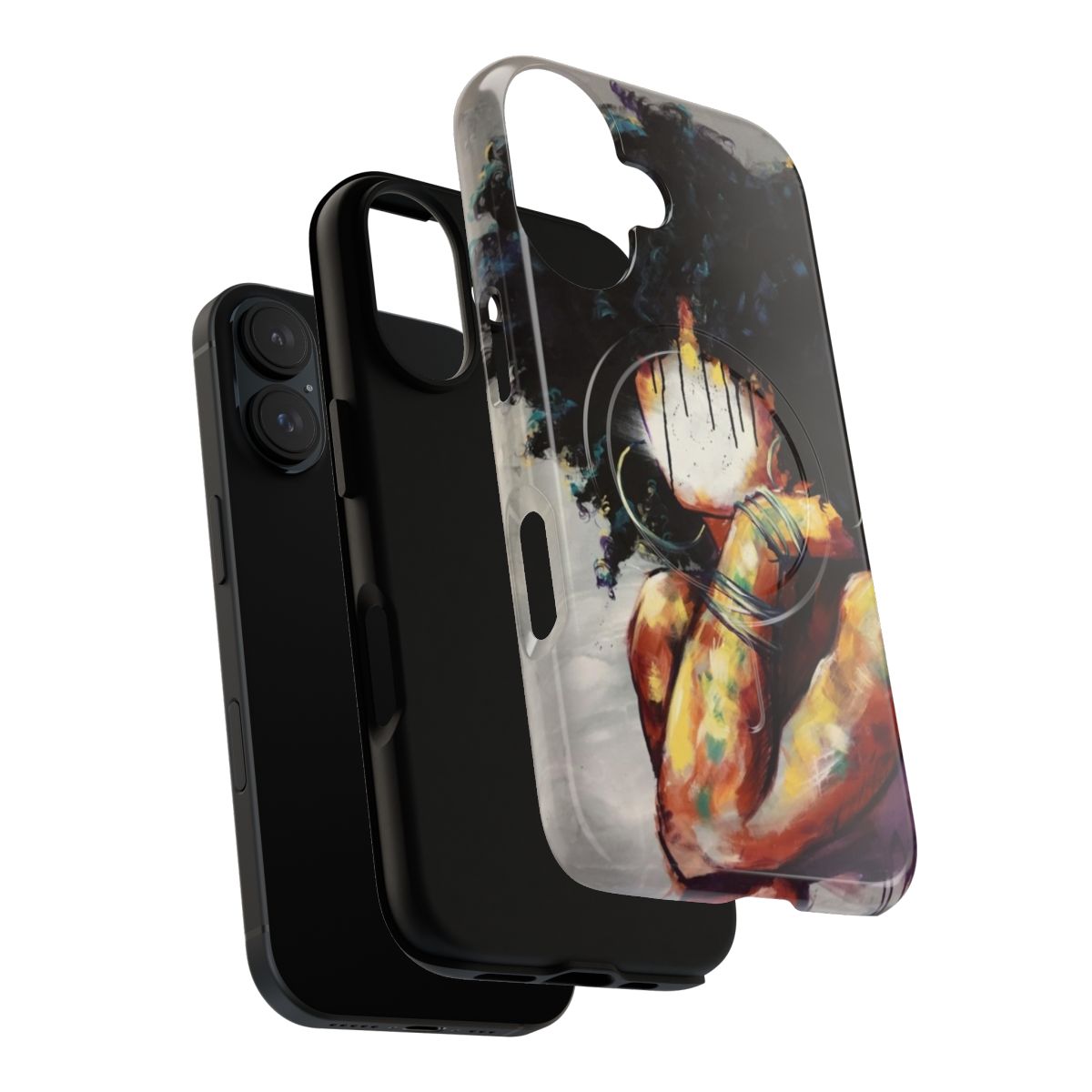 Magnetic phone case featuring beautiful black art and portraits - Layers