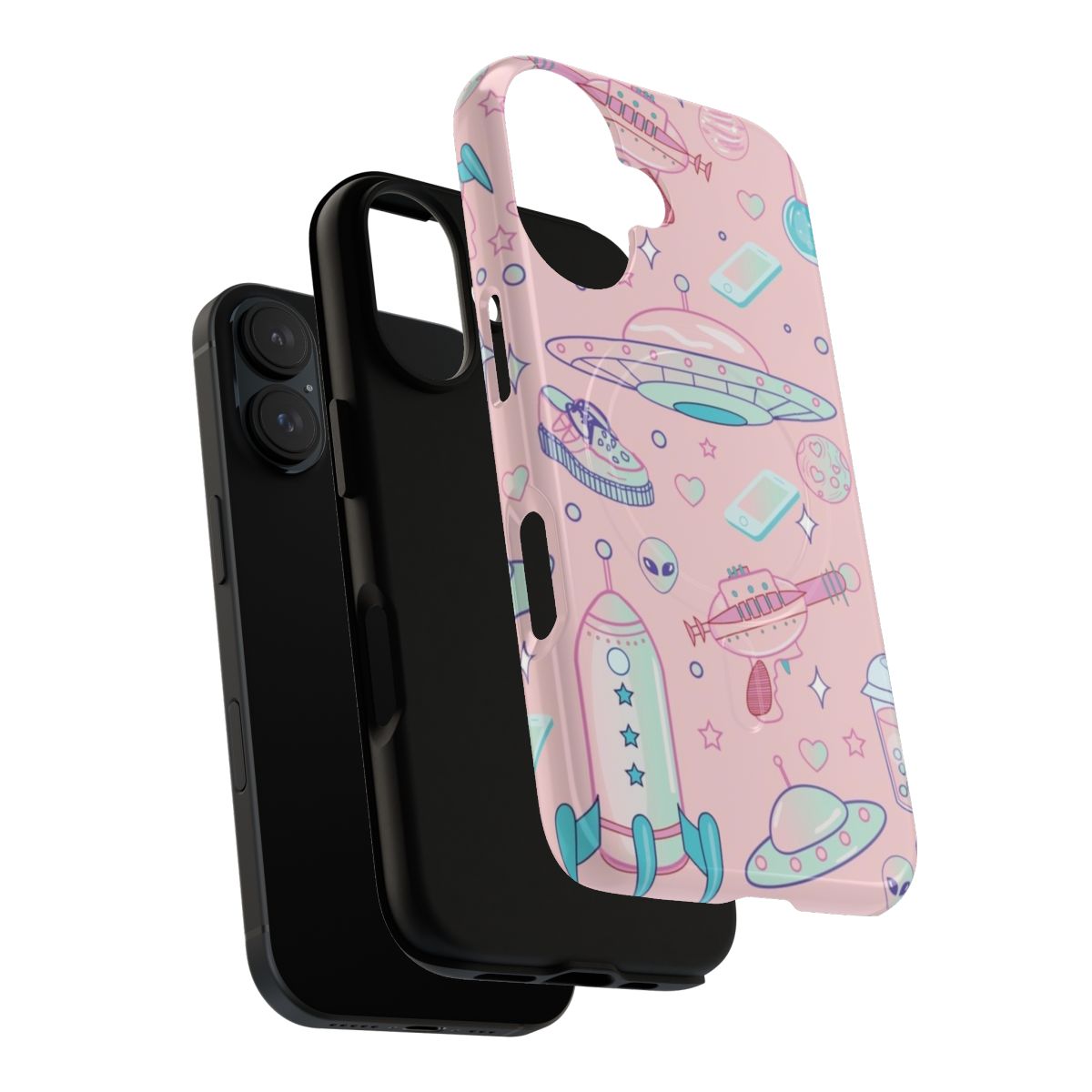 A stylish and protective phone case featuring a vibrant galaxy pattern design. - Layers