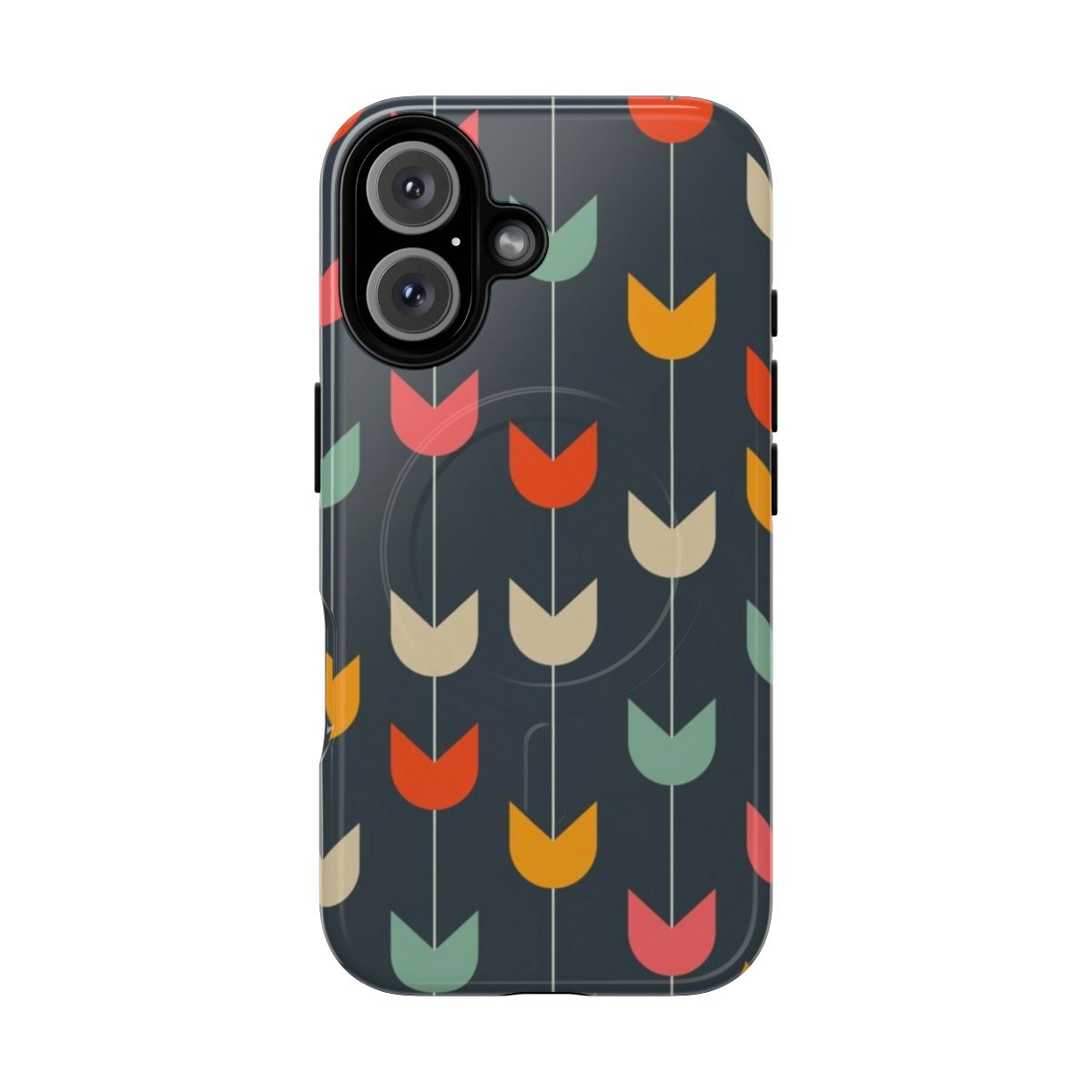 Vibrant tulip flower pattern on a tough magnetic phone case