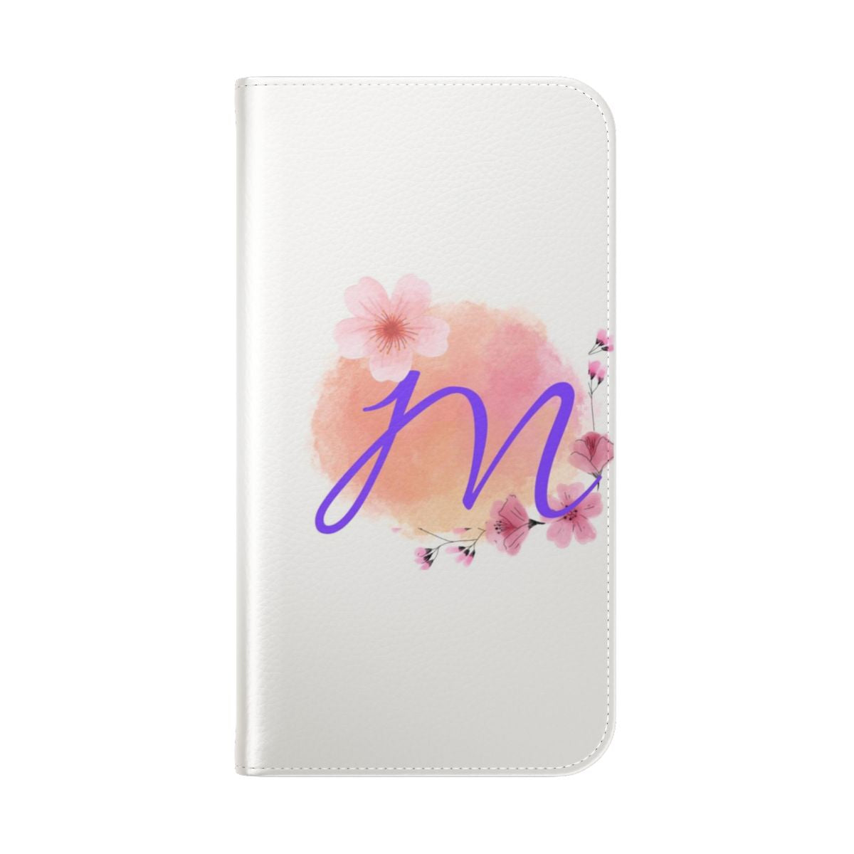 Personalized flip cover phone case with the initial M - Folded Back