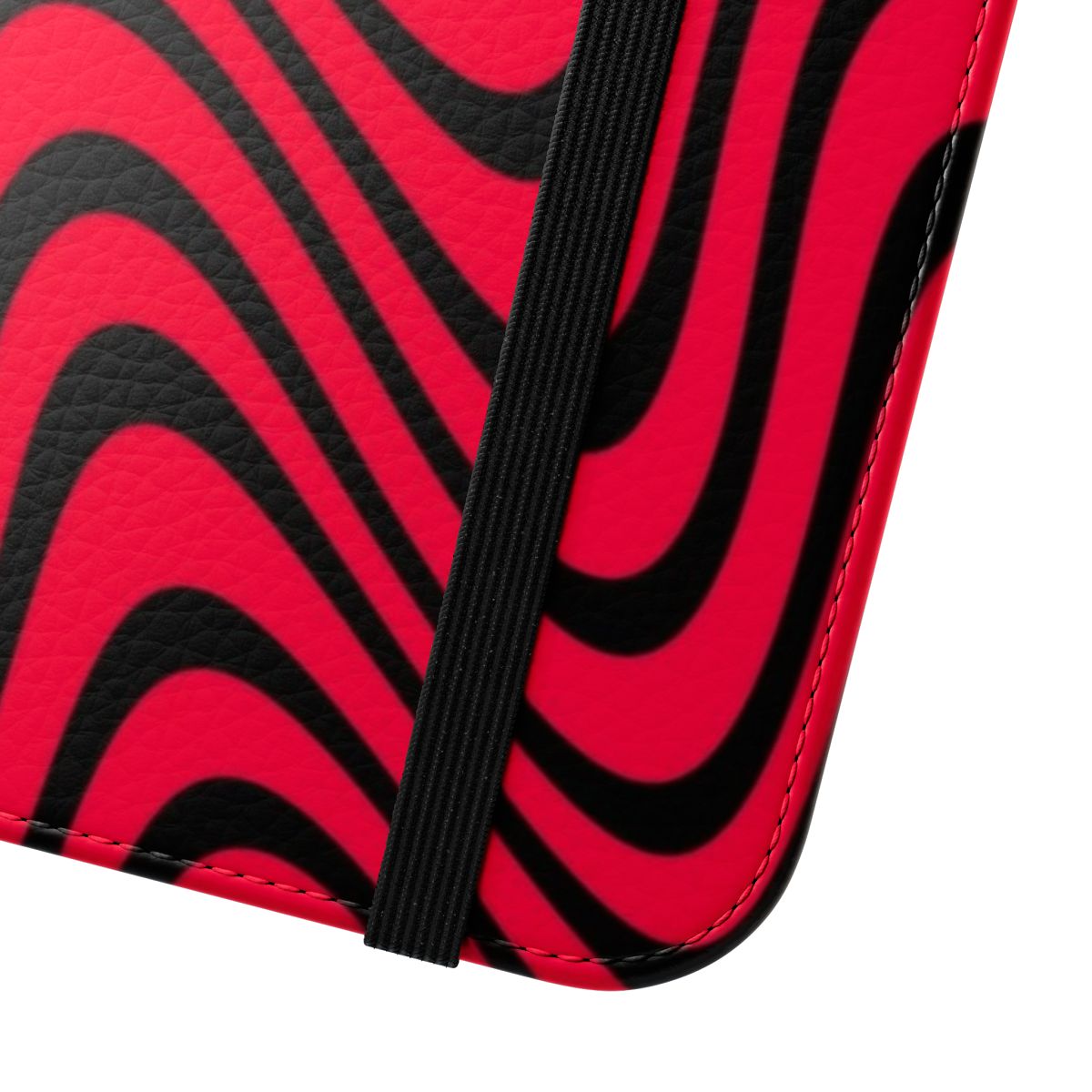 Red and black flip phone case for smartphone - Close Up