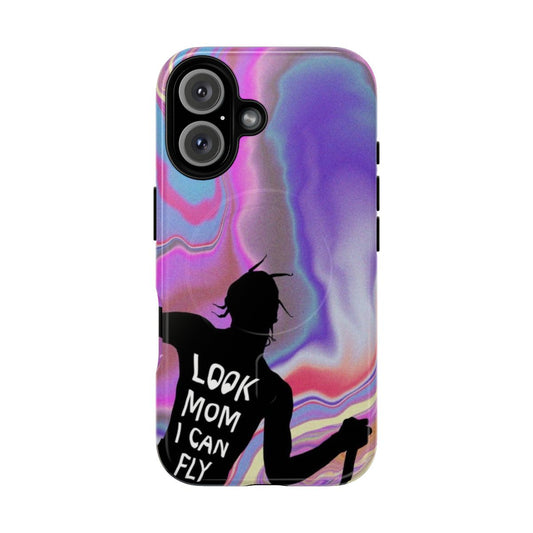 Magnetic tough phone case with a stylish design inspired by the music and artistry of Travis Scott.