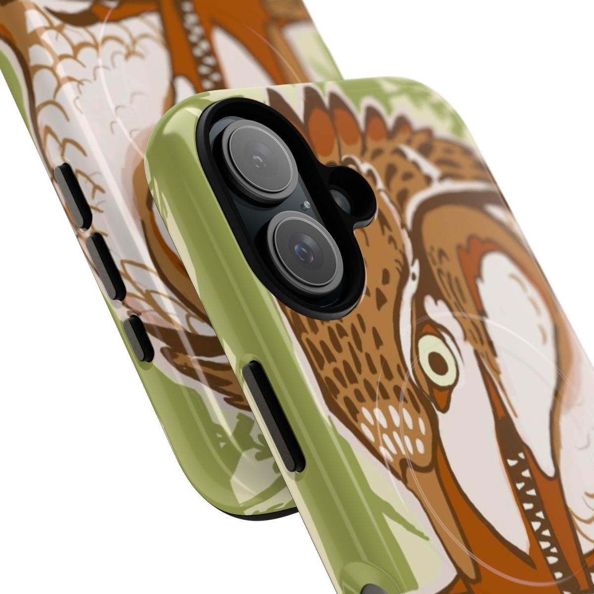 Durable phone case with a dromaeosaur design - Detail