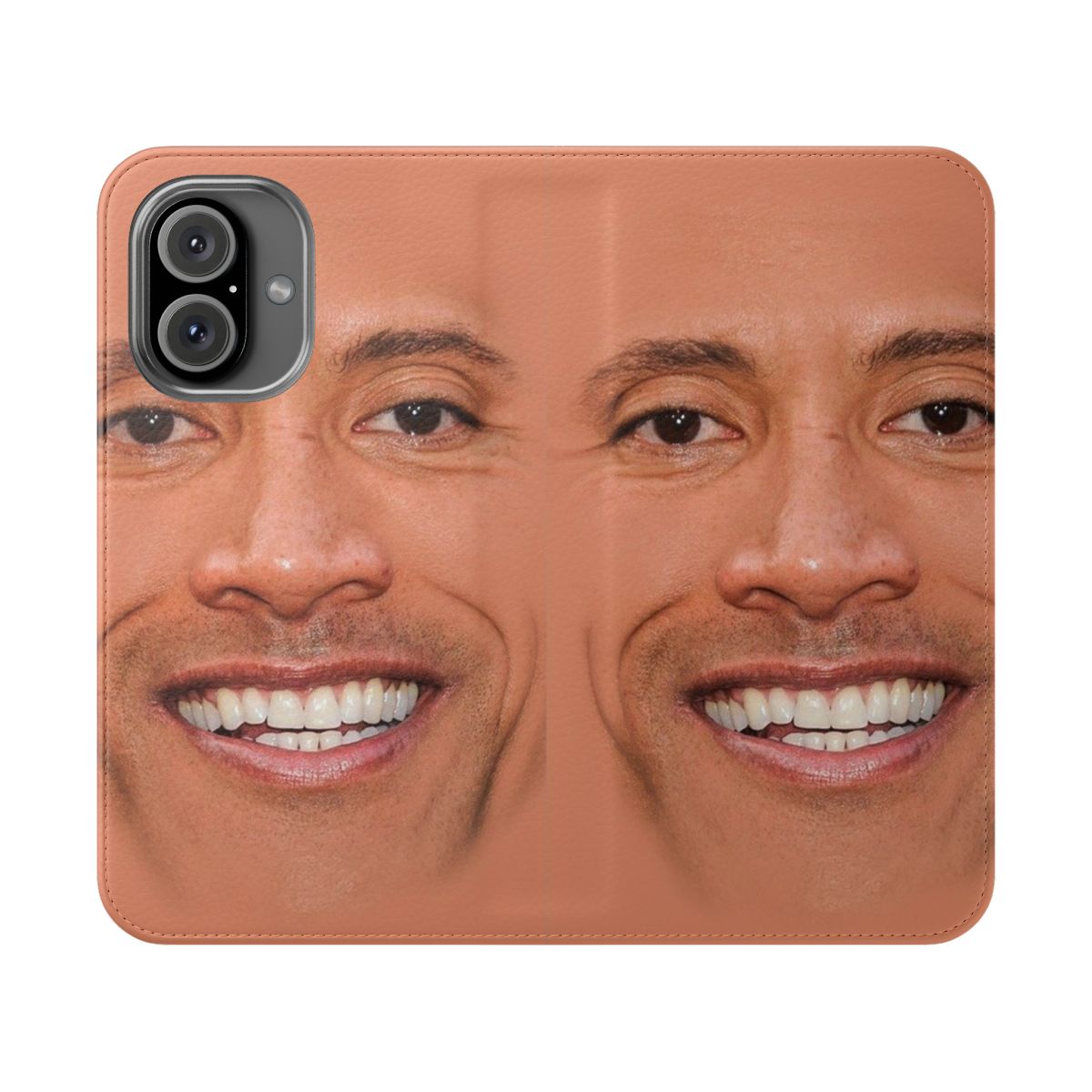 Dwayne Johnson-inspired flip cover phone case with wrestling and fighter graphics