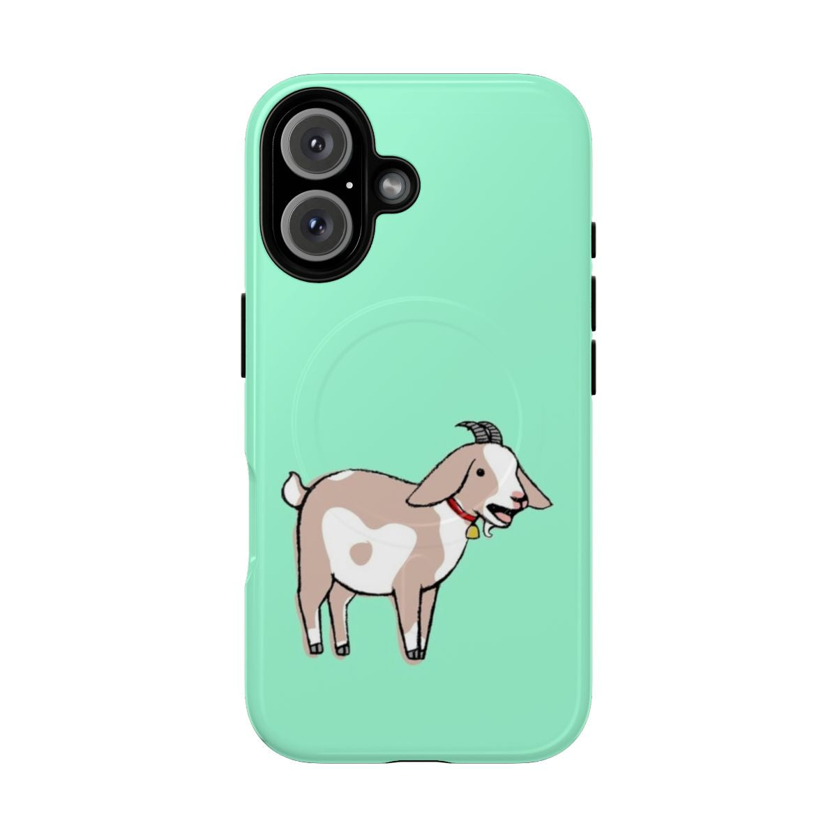 Colorful magnetic phone case with a cute yelling goat design