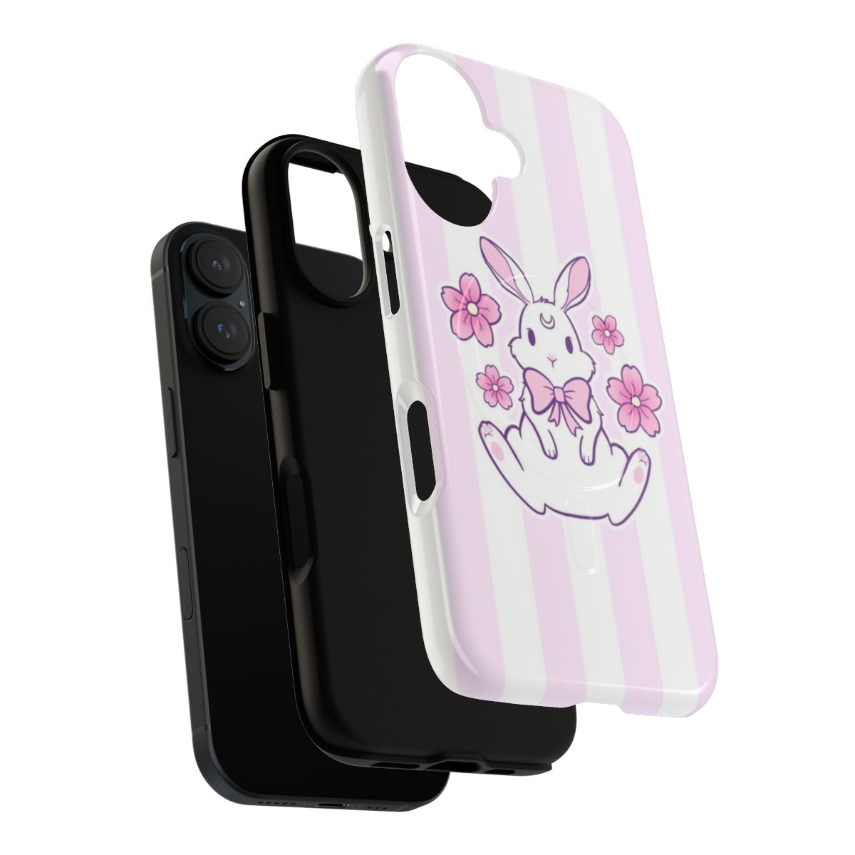 Sakura Bunny Phone Case with Magnetic Closure and Tough Design - Layers