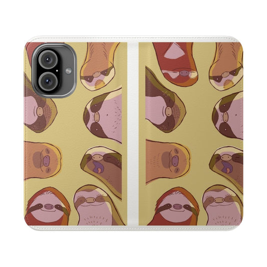 Sloth print flip phone case