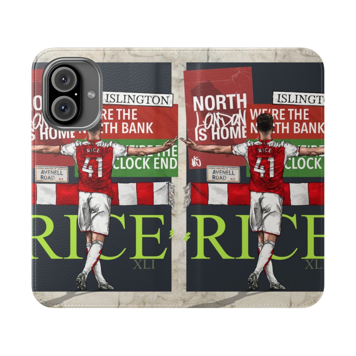 Football inspired flip cover phone case for North London fans